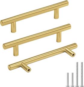 Ls201gd102 Goldenwarm 10 Pack Brushed Drawer Pulls 4 Inch O.c. Gold Ss Cabinet Handles New