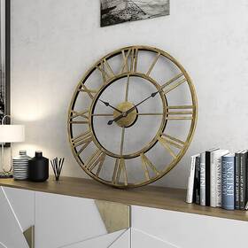 Wclock50cm-gold Gudemay 780669065397 20 Inch Mute Retro Wall Clock Roman Numerals Art Creative Vintage Sile