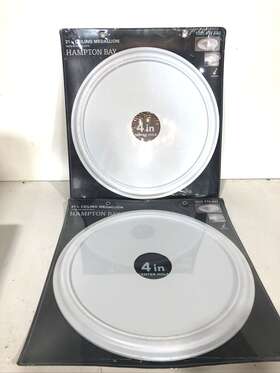1005974640 Hampton Bay Lot Of 2 21 Inch Smooth White Ceiling Medallion New