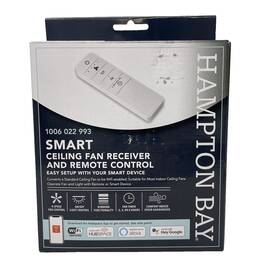 1006022993 Hampton Bay Universal Smart Wi-fi 4-speed Ceiling Fan White Remote 082392762780