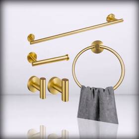Hbl-r009 Lava Odoro - 5-piece Brushed Gold Bathroom Hardware Set Towel Bar Ba