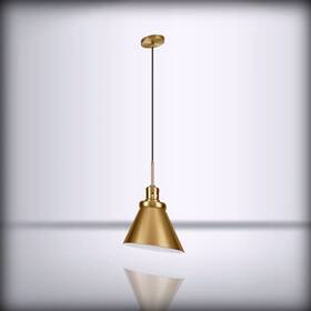 Pd1658 Henn&hart 12 - Wide Pendant With Metal Shade In Brushed Brass For Hom Wi