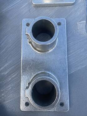 45d-8 Hollaender Dual Barrel Flange Aluminum Magnesium 1-1/2 Inch Ips 1.94 Id