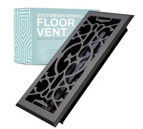 Vtfv414dg Home Intuition Victorian Scroll 4 Inch X 14 Floor Register Vent-dark Grey-nob