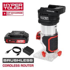 Hyper Tough 7760-n 20v Brushless Cordless Router With 1.5ah Battery