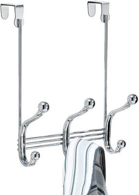 6-hook Interdesign 53070 Idesign York Lyra Steel Over-the-door Storage Rack - 8.38 Inch X Chrome