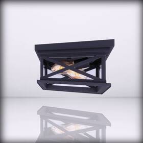 Iol400bk Elm - 2 Lt Flush Mount Outdoor Clear Glass X 60w Type A 12 Black