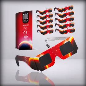 Eg1-100 Jaxy Optical Instruments Solar Eclipse Glasses Approved 2024 100 Pack For Ce And Iso Certifie Red/orange