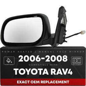 Torv4-mr2-06-p2l Jc Driver Side Mirror For Toyota Rav4 Power Non-heated Manual Fold Convex Textured