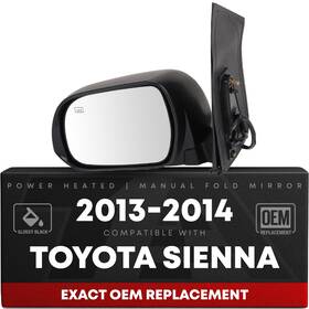 Tosin-mr2-13-p1l Jc Driver Side Mirror For Toyota Sienna Power Heated Manual Fold Convex Textured