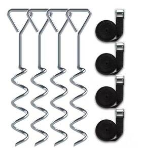 Jt-ak-4pc Jump Tastic 4-pieces 15 Inch Tie Down Ground Anchor With Strap-nob