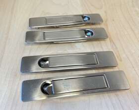 38822 Keeler Brass Company 4 - Powder Silver Finish Flip Up Barn Pocket Door Hardware Flush Finger Pull Kbc
