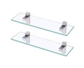 Bgs6402s40wf2p2 Kes 2 Pack 16 Inch W X 3.5 H 5 D Aluminum Tempered Glass Shelf-brushed Nickel