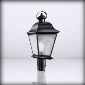1-ligh Kichler Lighting 9909bk Mount - Vernon 19.5 1 Light Outdoor Post With Clear Black
