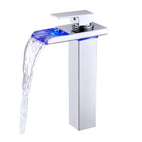 Gd-m9903-2 Kmeino Led Bathroom Faucet Chrome Sink Tall Vessel Waterfall 1 Hole