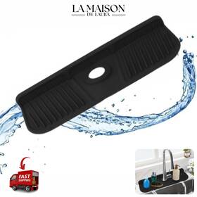 Sdm-17.5 La Maison De Laura Silicone Kitchen Sink Splash Guard Mat For Behind Faucet - Black 17.5 X 5.5 Inch