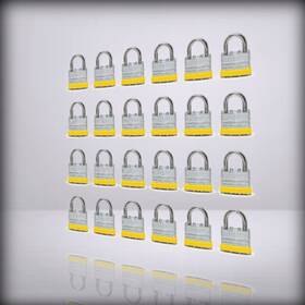 Sg-l2440-y Lanube Lock Laminated Keyed Padlock 1-9/16 40mm Silver 24 Pack Yello