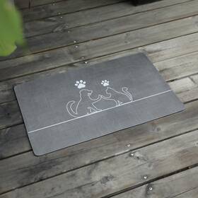 Js06-s Le Courant Dog Bowl Mats Cat Feeding Mat Non-slip 30 X 50 Cm Grey Cat&dog