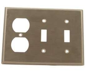 2-toggle Leviton 078477430903 84021-40 Standard Size 302 Stainless Steel Device Mount 3-gang 1-dup