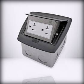 Pftr2-mb Leviton - Pop-up Floor Box With 20 Amp Tamper-resistant Outlet Black