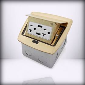 Pfus2-br Leviton Pop-up Floor Box With Dual Type A 3.6 Usb Charger 20 Brass