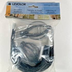 77375 Levolor Decorative Holdbacks 2 Pack Black With Finials #77375