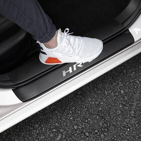 4496 Lexley For 2023 2024 Hrv Hr-v Carbon Fiber Style Leather Door Sill Protector