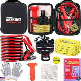 B0cqbx3jz6 Lianxin Car Roadside Emergency Kit With Jumper Cables Tow Straps Safety Tools And Gear