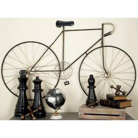 65526 Litton Lane 59 Inch X 37 Metal Black Bike Wall Decor With Seat And Handles