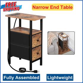 Hetndp02 Loakekel Narrow End Table Living Room With Charging Station Skinny Side Drawers