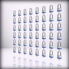 Yn48l40l Lqyn 48 Pack Laminated Keyed Padlock 1-9/16 For Blue Si Long Shackl