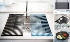 Ls Inc 723548182952 Roll Up Dish Drying Rack Large 20.5 Inch Over Black
