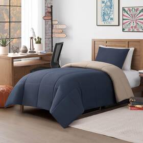 Lbz033390 Lucky Brand Reversible Box Stitch Comforter Set 2-piece Twin/twin Xl Vi