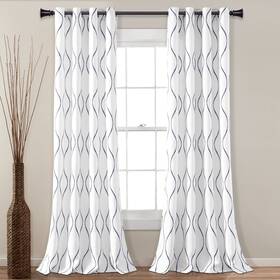 21t011283 Lush Decor Swirl Light Filtering Window Curtain Panel Pair 84 Inch L X 52 W Wh