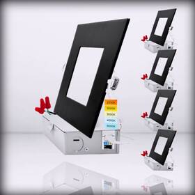 Lr23764 Luxrite 6 Inch For Ultra Thin Square Led Recessed L Black Trim 4 Count Pack O