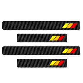 Lyxheth Qph8211 4pcs Tri-color Door Sill Protectors Automotive Entry Guard Carbon Fibe