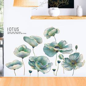 B09hhchhm9 M Achoose Green Lotus Wall Decals Peel And Stick Stickers Removable Decal