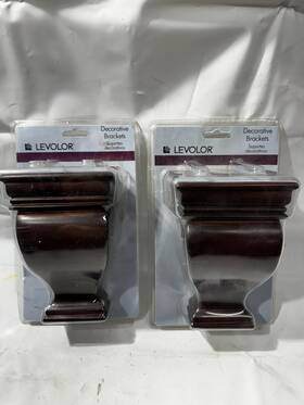 Mad In Usa 372374149846 2- Decorative Arch Sconce Window Curtain Wood Bracket Color Mahogany Levolor