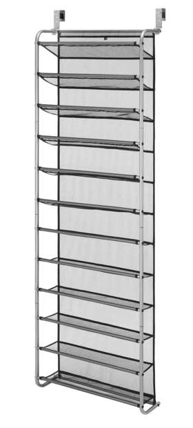 Ms89-565-009-05 Mainstays 12-tier Over The Door Shoe Rack Metal Gray
