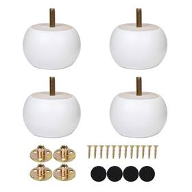 Maricome 711469053413 2 Inches White Bun Feet For Furniture Solid Wood Round Replacement Legs Set O