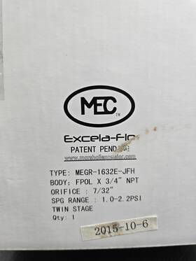 Megr-1632e-jfh Marshall Excelsior Exela-flo Propane Regulator 1-2.2 Psi Twin Stage F.pol 3/4 Inch Npt