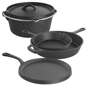 6541j288 Megachef Pre-seasoned Cast Iron 5-piece Kitchen Cookware Set Pots And Pans