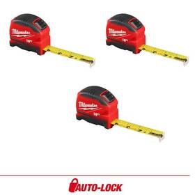 Milwaukee 882346320826 16 Ft. Compact Auto Lock Tape Measure With Fractional Scale 3-pack