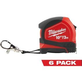 Milwaukee 888234570922 10 Ft. Keychain Tape Measure With Led Light 6-pack