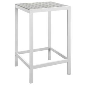 Eei-1511-whi-lgr Modway Maine Outdoor Patio Bar Table - White Light Gray