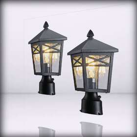Moonlok Mk2002zdbk-2pk Dusk - To For Dawn Outdoor Post Lights 2 Pack Farmhouse Exterior Lamp B