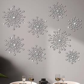 Hui0602 Morningro 8 Pcs Metal Wall Art Bling Crystal Home Decor Cast Iron Rhinestones