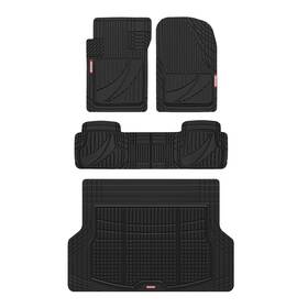 Pro793 Motor Trend Flextough Advanced Heavy Duty Black Rubber Car Floor Mats And Cargo
