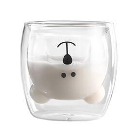 Muchenggift 786118155206 Cute Mugs Bear Tea Coffee Cup Milk Couple Double Wall Glass Funny Valent