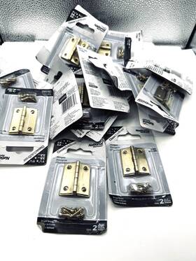 N211359 National Hardware Lot Of 20 1-1/2 Inch X 1-1/4 Hinge Solid Brass Finish With Screws